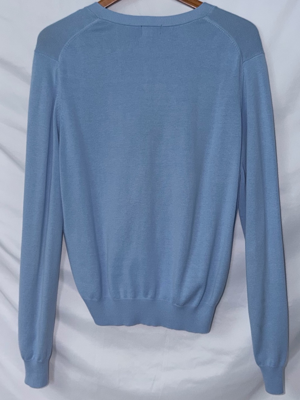 Vintage Evie Light Baby Blue Cotton V-Neck Size XL Retro Y2K Cardigan Sweater - Picture 10 of 16